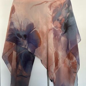 Large Square Floral Scarf Hijab 150cm x 150cm silk touch crepe